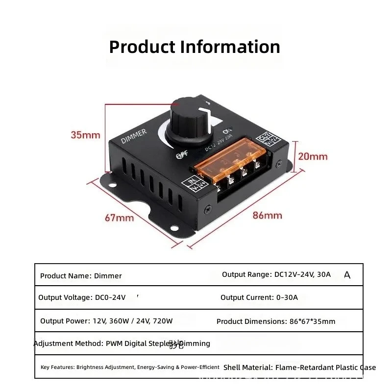 for LED Soft Hard Light Strip Dimmer Brightness Adjuster Knob Switch V VA Flash Control