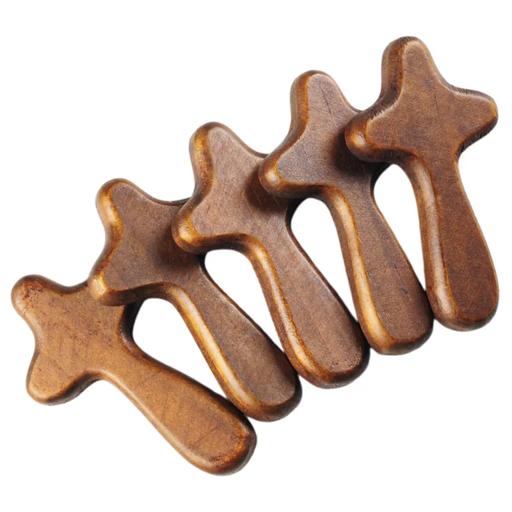

5Pcs Wood Cross Ornament Small Decorative Crosscraft Religious Desktop Adornment Catholic Cross Home Decor Faith Symbol