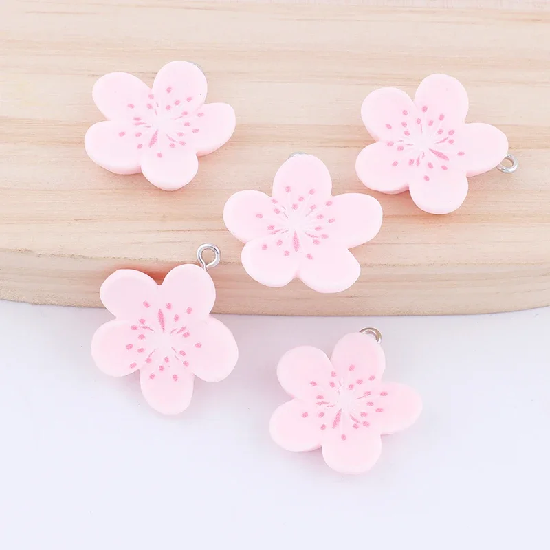 Roze Sakura Cherry Blossom Charms Leuke Kawaii Resin Choker Hanger Bedels Voor Oorbellen Ketting Sieraden Maken Diy Accessoires