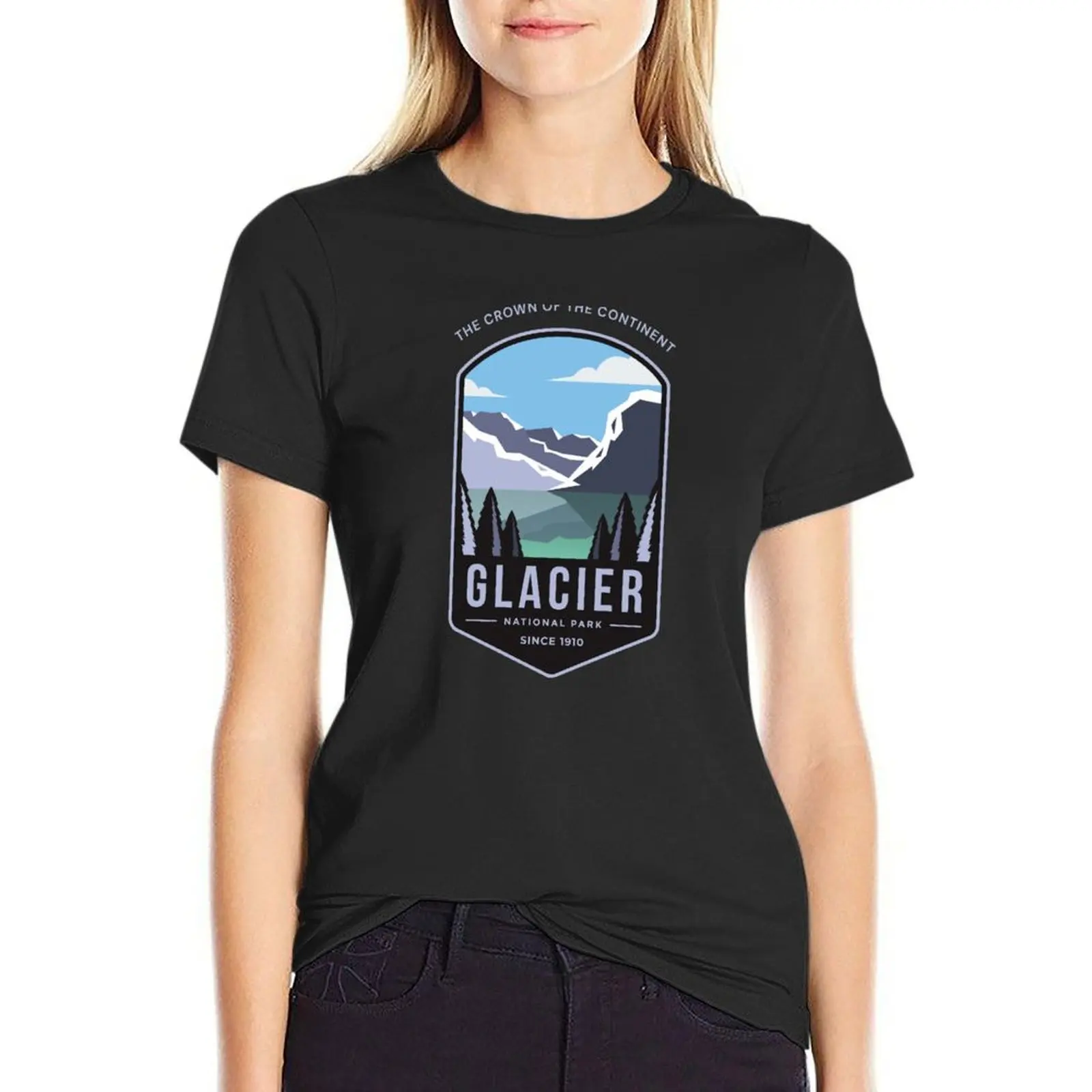 

Glacier National Park T-Shirt female hippie clothes animal print shirt for girls summer tops t shirts for Women graphic