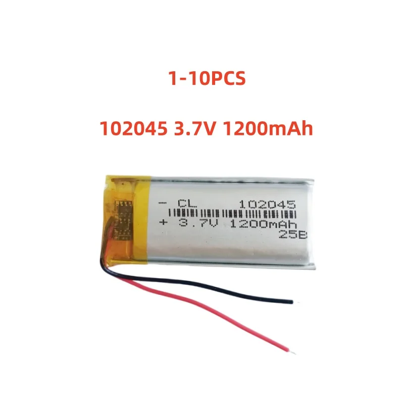

1-10 Pcs 102045 3.7V 1200mAh Lithium Polymer Battery For MP3 MP4 GPS DVR LED Lights Bluetooth Speaker Recording Pen Toys