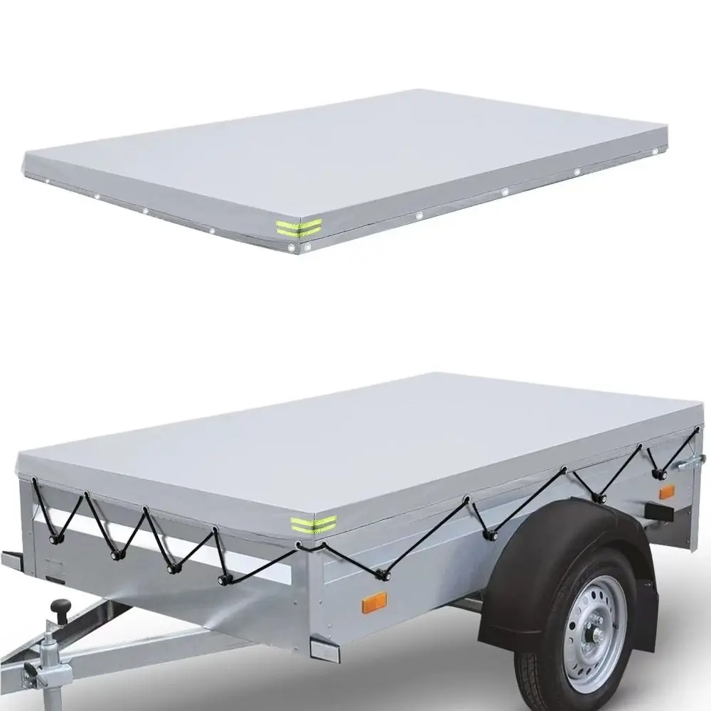 

Universal Trailer Flat Tarpaulin with Reflective Strip Heavy Duty Tarps Foldable Waterproof Windproof Anti-UV Cover