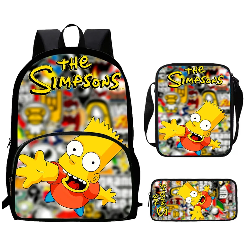 Child School Backpack with Front Pocket,Shoulder Bags,Pencil Bags for Aged 5-10,Cartoon S-simp-S-son School Bags for Boys Girls