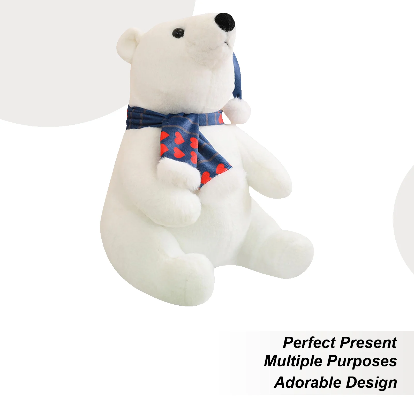 

Plush Polar Bear Christmas Animal Plush Toy Polar Bear Wearing Scarf Soft Doll For Kids Girls Sofa Bedside Living Room Bedroom
