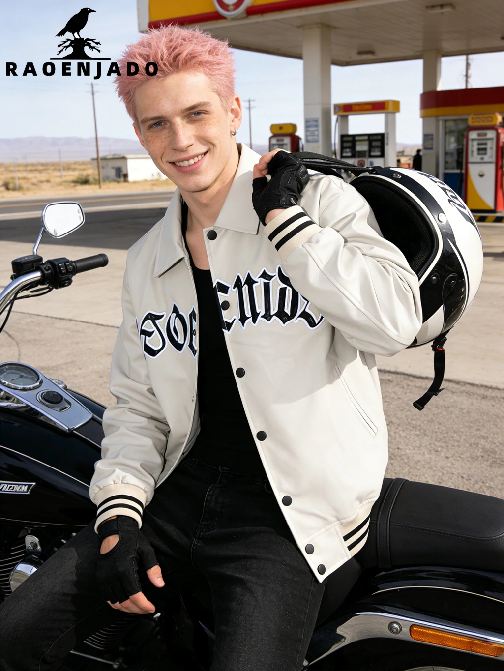 

Men's Faux Leather Jacket Biker Streetwear Coat Vintage Varsity Baseball Outerwear with Fine Letter Embroidery for Casual Daily