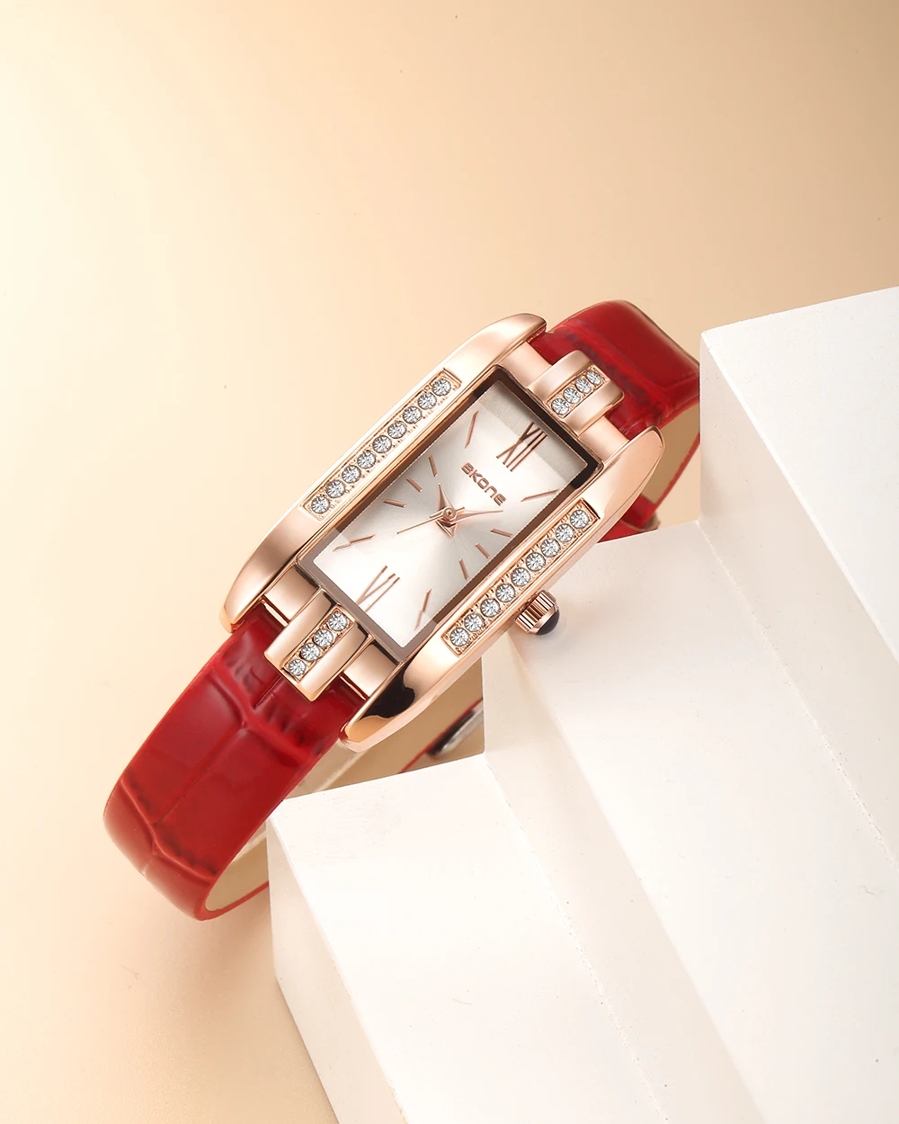 Simple temperament light luxury diamond inlaid niche fashion square student waterproof quartz women's watch