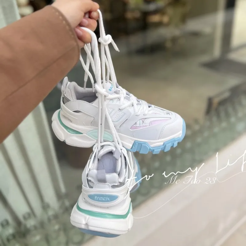 Mixed Color Sport Shoes Soft Comfort Heel 2023 Fashion Design Chaussures Femme Lace Up Zapatos Mujer Casual Sapato Feminino