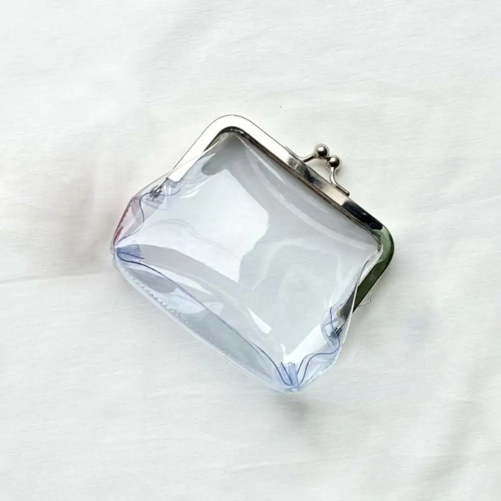 Ins style Kiss Clasp Lock Credit ID Card Bank Card Iron Mouth Clip Card Holder Transparent Coin Purse Small Wallet Change Purse