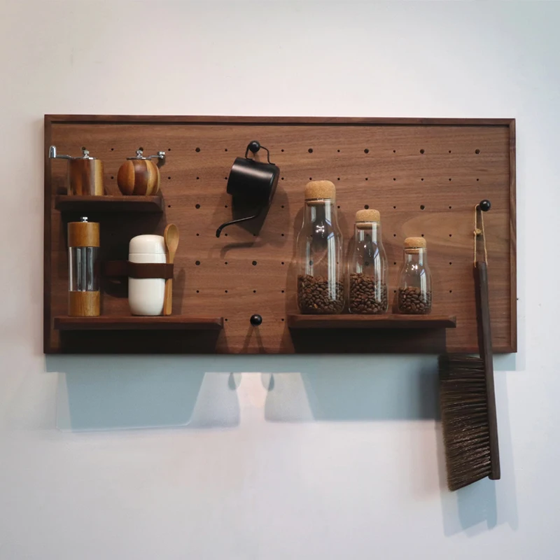 

Настенный органайзер из черного ореха, многофункциональная полка для прихожей, современный угловой дисплей для кофе, плавающая стойка для хранения, домашний декор