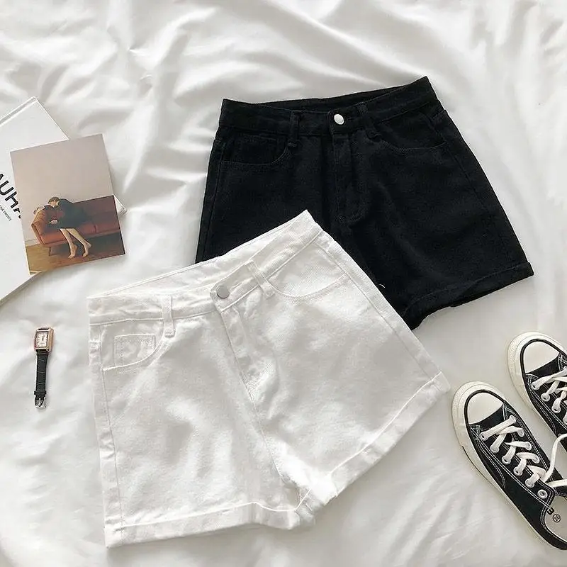 

Summer 2020 High Waist Wide Leg Jeans Shorts Korean Style Slimming Turn up Loose Denim Shorts for Women Commute Casual Shorts
