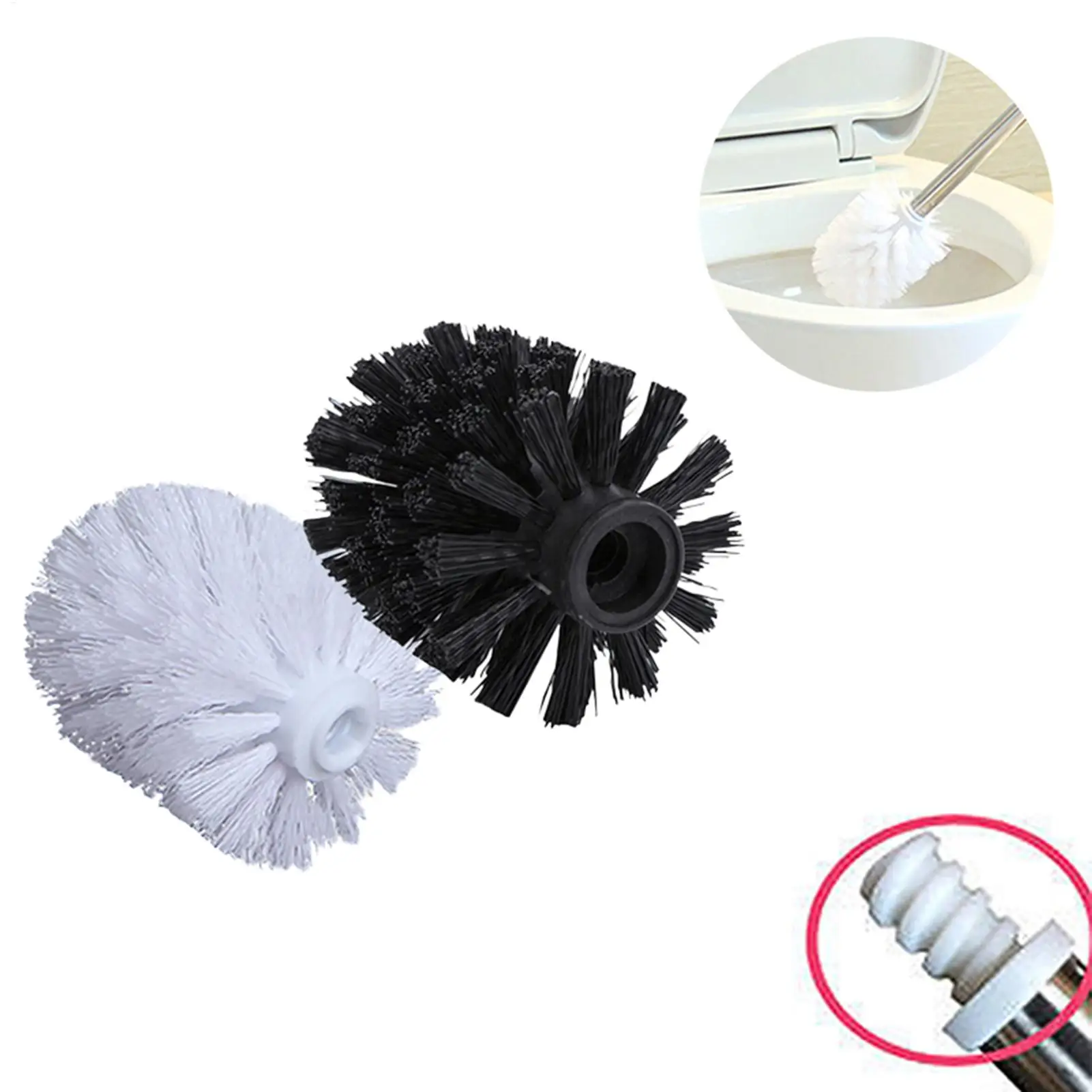 1PC Replacement Household Toilet Brush White and Black Detachable Brush Head with Strong Cleaning Ability Bathroom Tool