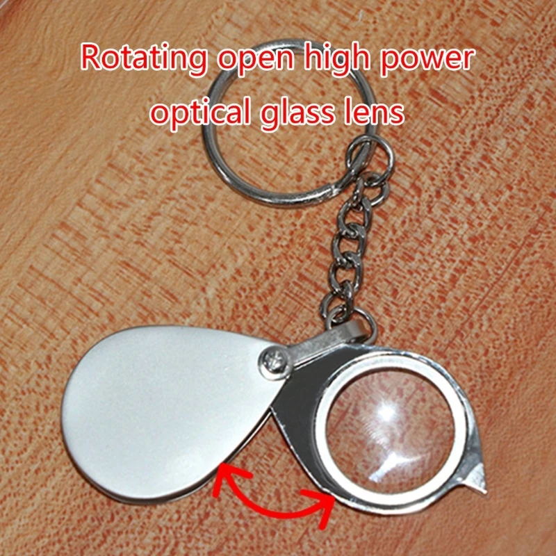 20X Mini Glass Folding Pocket Magnifier with Key Chain Glass Loupes Dropship