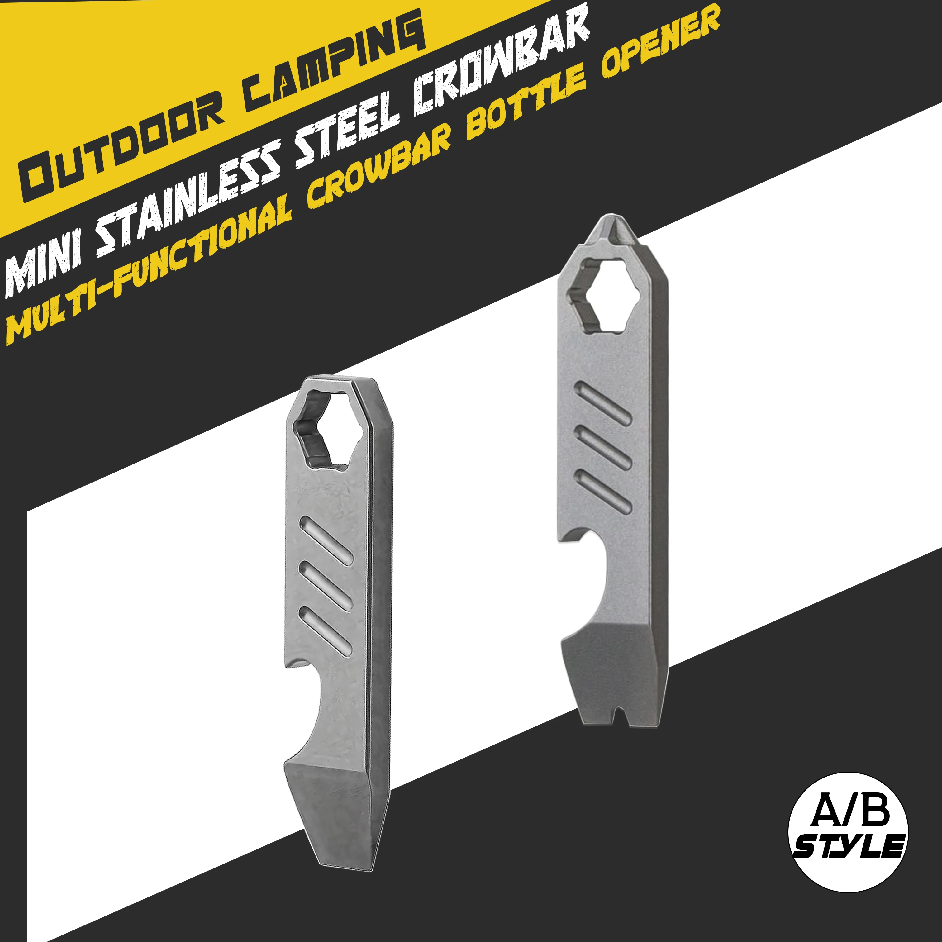 

mini Stainless steel crowbar Multi-functional Bottle opener scale hexagonal wrench EDC outdoor tool camping equipment