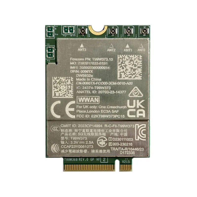 2026 T99W373 DW5932E M2 WWAN Module Esim 5G Lte Cat19 Fit Latitude 7350 7450 Notebook Tablet Spare Part