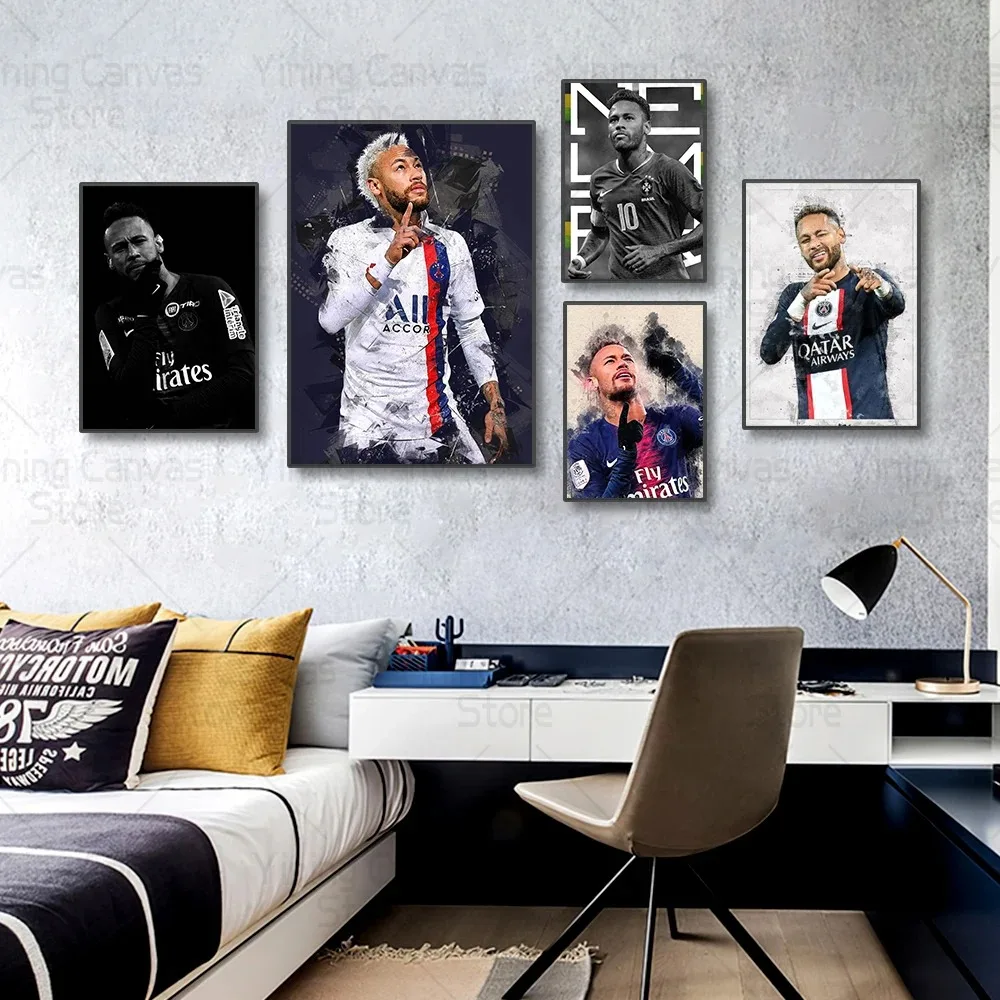 Football Star Poster Neymar Poster Wall Art Canvas Print Figure Painting for Living Room Home Decoration