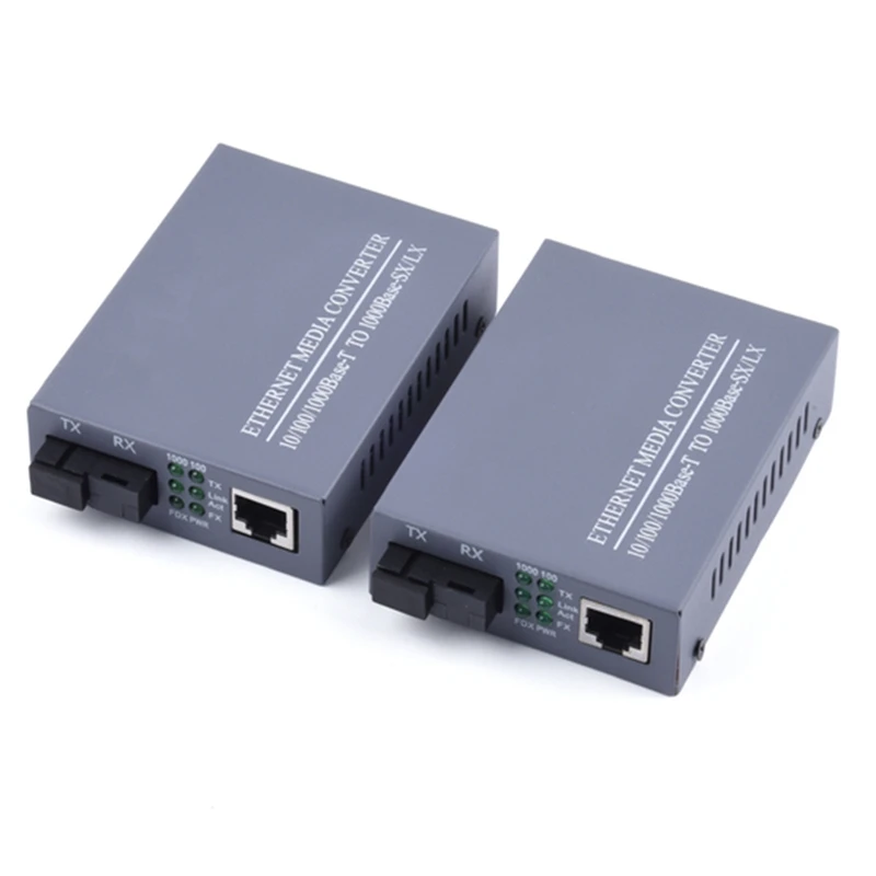 

Gigabit Fiber Optical Media Converter 10/100/1000Mbps Single Mode 3Km UPC/APC SC-Port Fiber Transceiver EU Plug