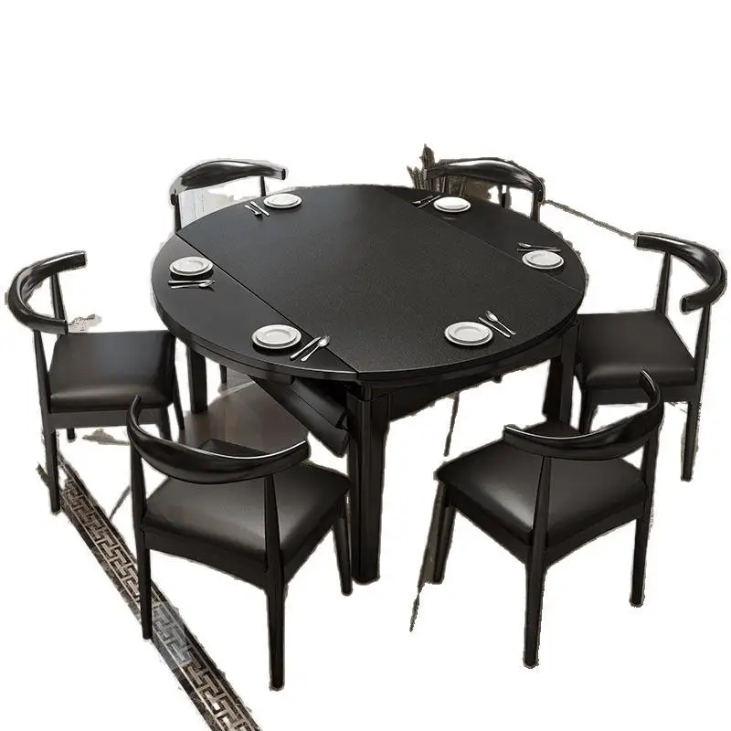 

Rock slab dining table and chair combination, small household, modern simple solid wood