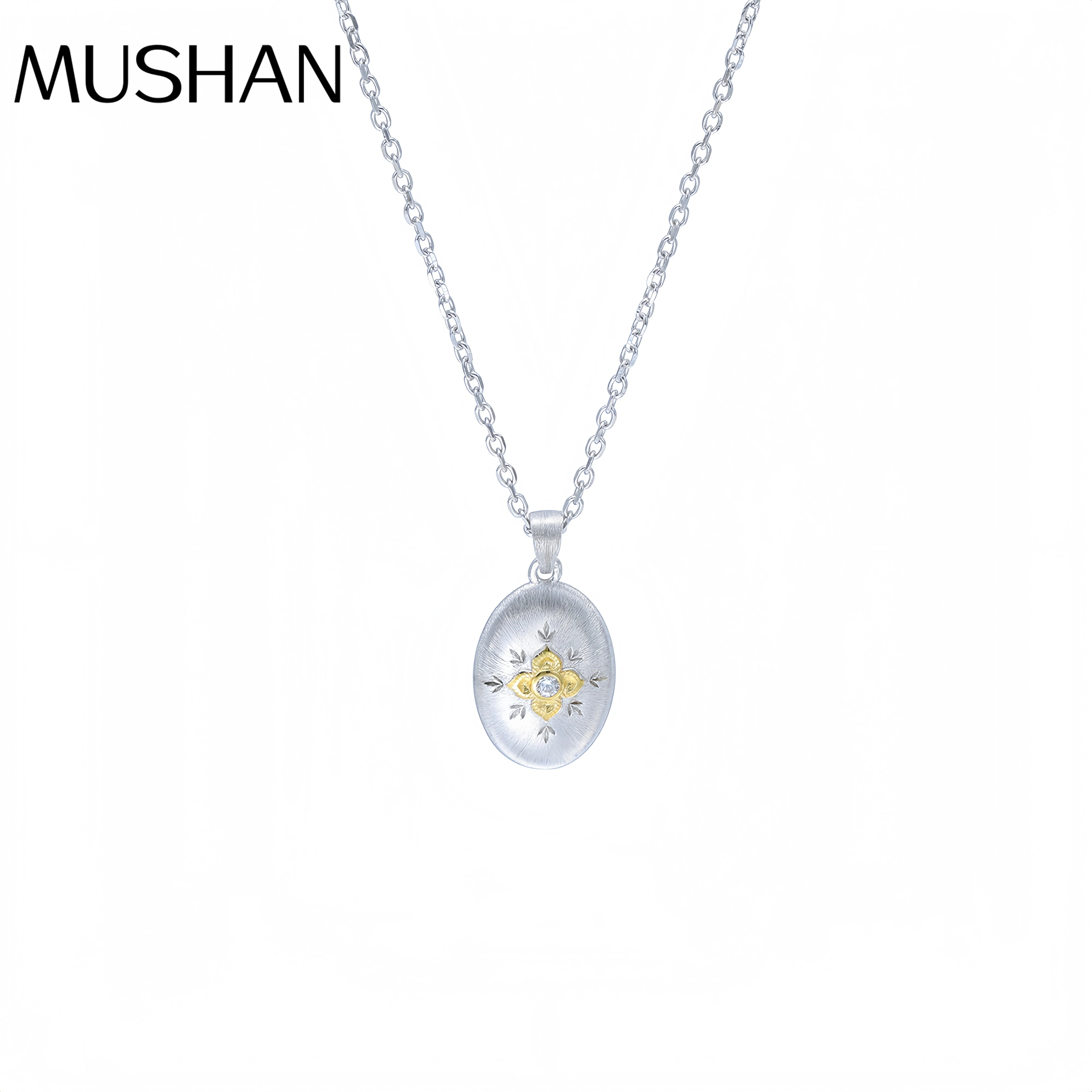 

Mushan Luxury Brand High End Chain With Double Sided Octagonal Coffee Bean Pendant Necklace High Quality Necklace Jewelry
