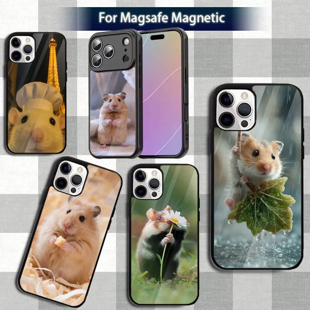 

Fluffy cute H-Hamster Phone Case For iPhone 13,12,15,17,11,16,14,Pro,Max,Plus,Mini,Magsafe,Magnetic Wireless Charging Case