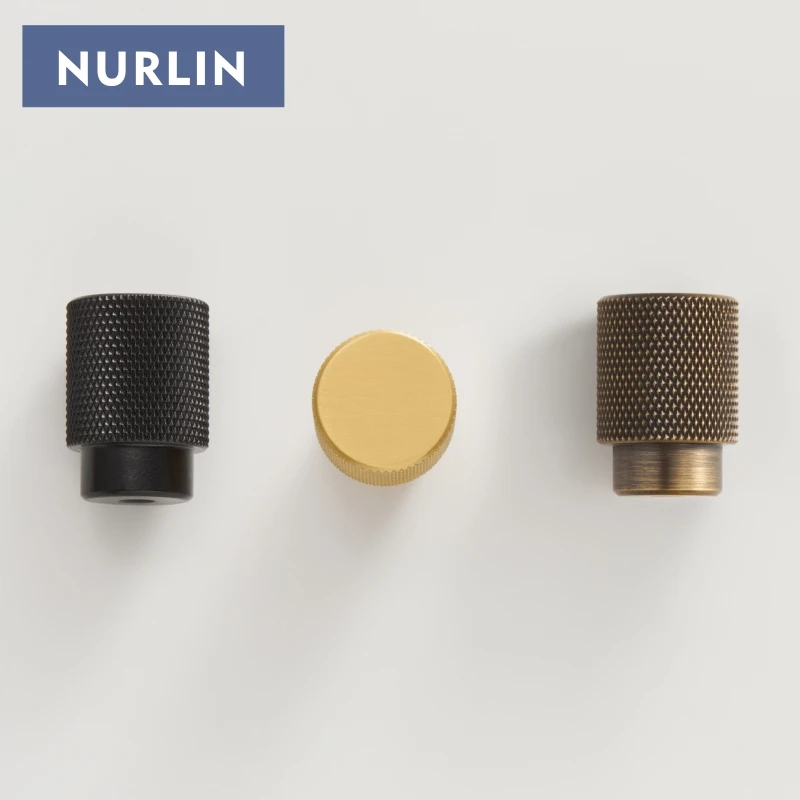 Nurlin Solid Brass Knurling Antique Brass Cross Pattern Cabinet Knob Cupboards T-bar Furniture Refrigerator Door Kitchen Pull