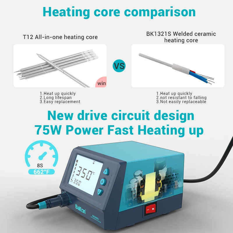 

Паяльная станция T12 BK969D+ Паяльник Bakon 100-240 В с функцией автоматического сна Электроника Инструменты T12 Паяльник