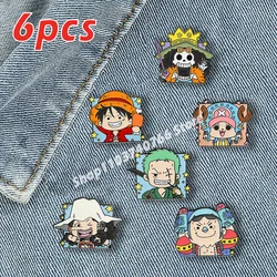 1set One Piece Enamel Pins Anime Cartoon Figure Luffy Zoro Chopper Sanji Lapel Pin Backpack Decoration Jewelry for Men Women