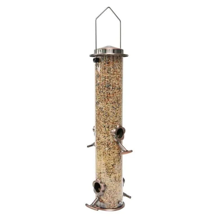 Outdoor bird feeder, garden semi-automatic hanging feeder for outdoor birds, anti scattering feeding for courtyard birds