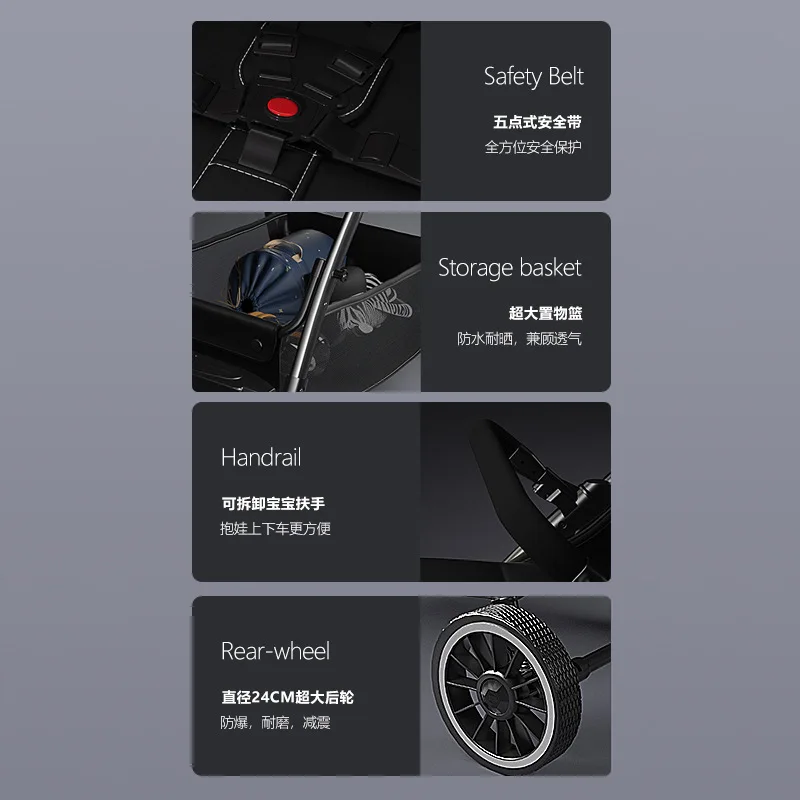 عربة أطفال يمكن الجلوس عليها قابلة للطي، خفيفة الوزن وقابلة للطي في كلا الاتجاهين، تصميم مناظر طبيعية عالية لحمل الأطفال