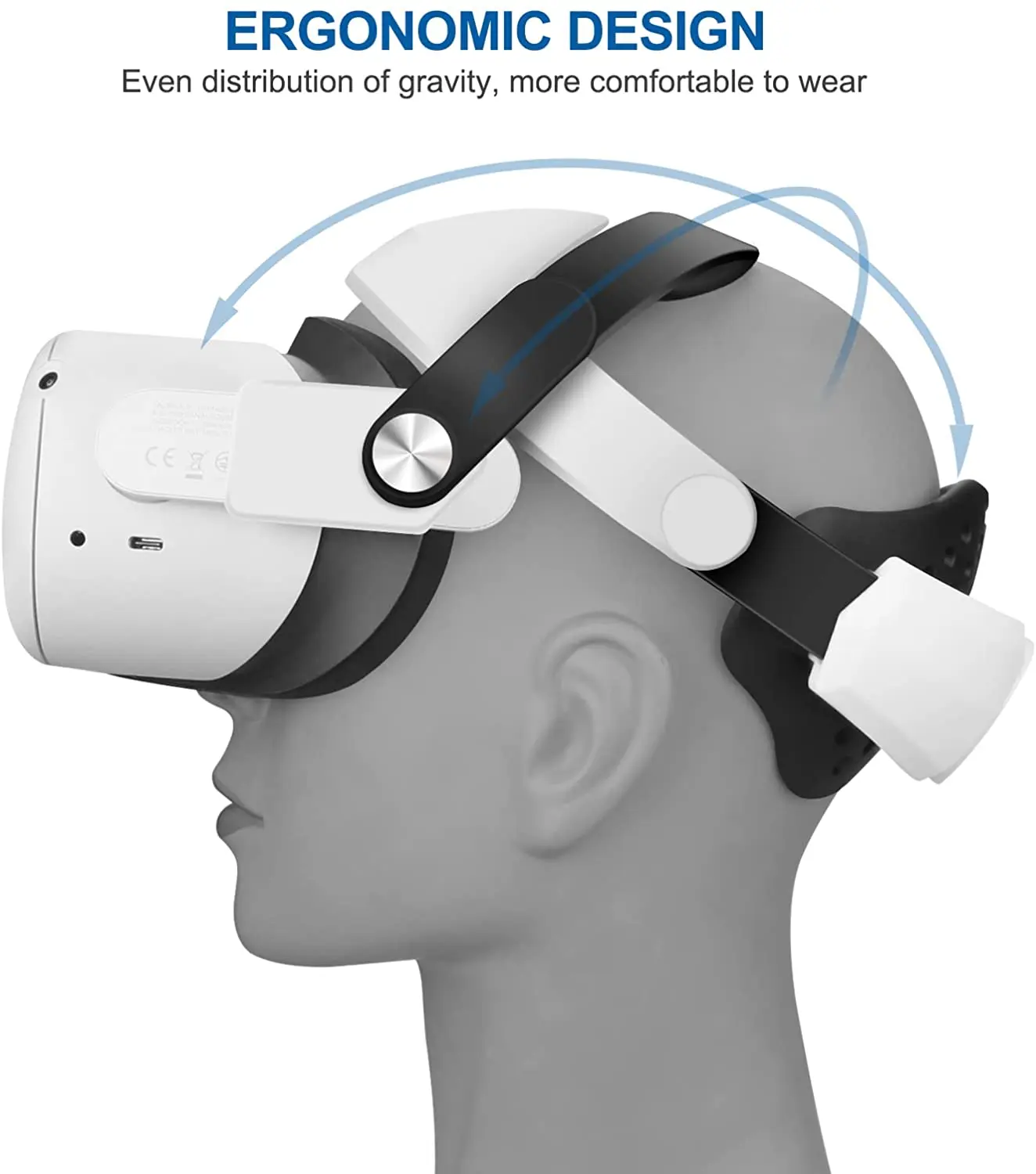 For  Oculus Quest 2 Head Strap for Oculus Quest 2, Distributed Weight-Bearing to Reduce Facial Pressure,Replacement for Elite S