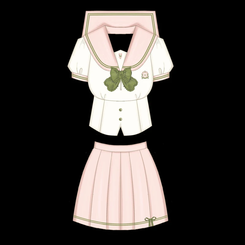 Uniforme rosa giapponese Donna Vestito da marinaio Ragazza della scuola Jk Uniforme da marinaio Fuku Abiti Coreano High School Seifuku Sailor Manica lunga