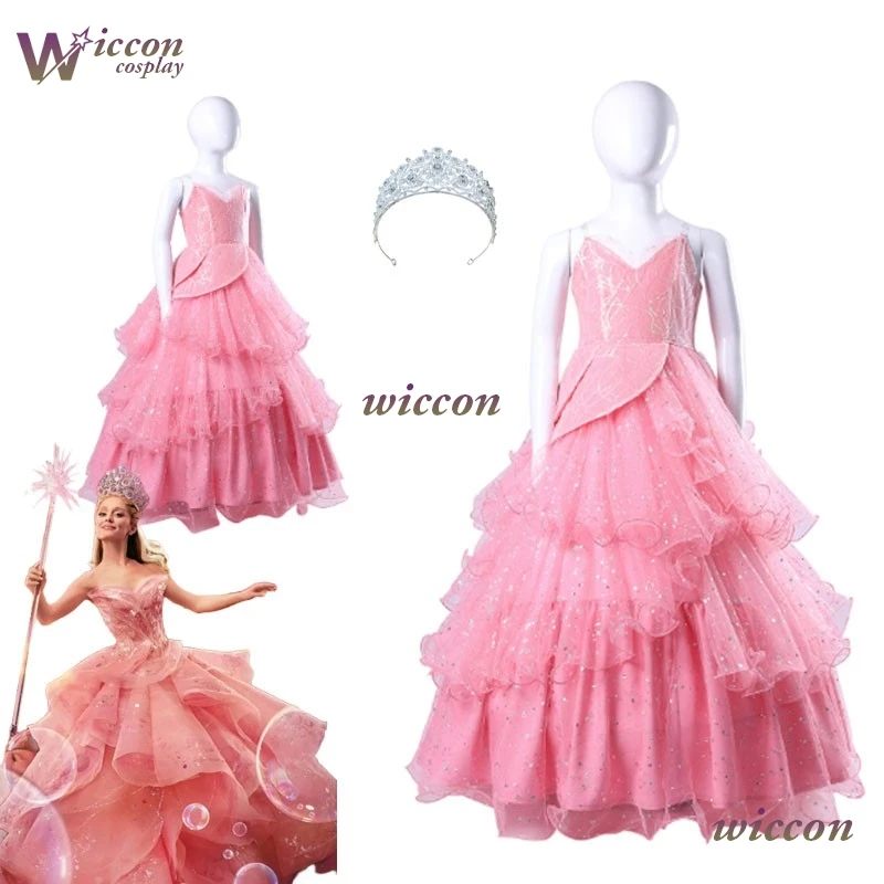 Wicked Glinda Kleid für Kinder Mädchen Rosa Glinda Cosplay Kostüm Kleid Halloween Dance Party Show Frauen Rollenspiel Party Outfit