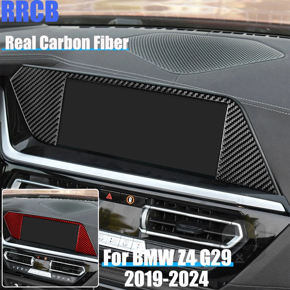 

Real Carbon Fiber Car Accessories Center Screen Decorative Trim Soft Cover Sticker For BMW Z4 G29 2019 2020 2021 2022 2023 2024