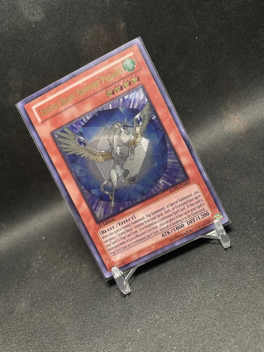 Yu-Gi-Oh  Ultimate Rare  FOTB-EN007/Crystal Beast Sapphire Pegasus Children's  Gift Collectible Card Toys (Not Original)