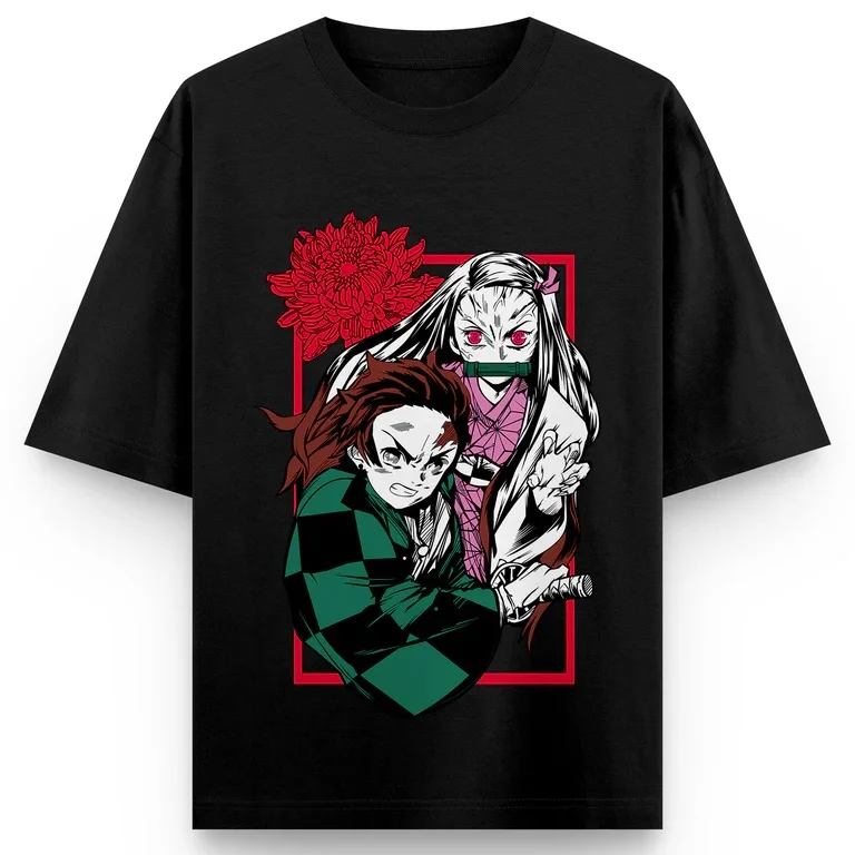 Koszulka Demon Slayer Anime z nadrukiem, oversize, bawełniana, męska i damska, wygodna, w stylu Harajuku, trend Y2K, letnia koszulka z krótkim rękawem.