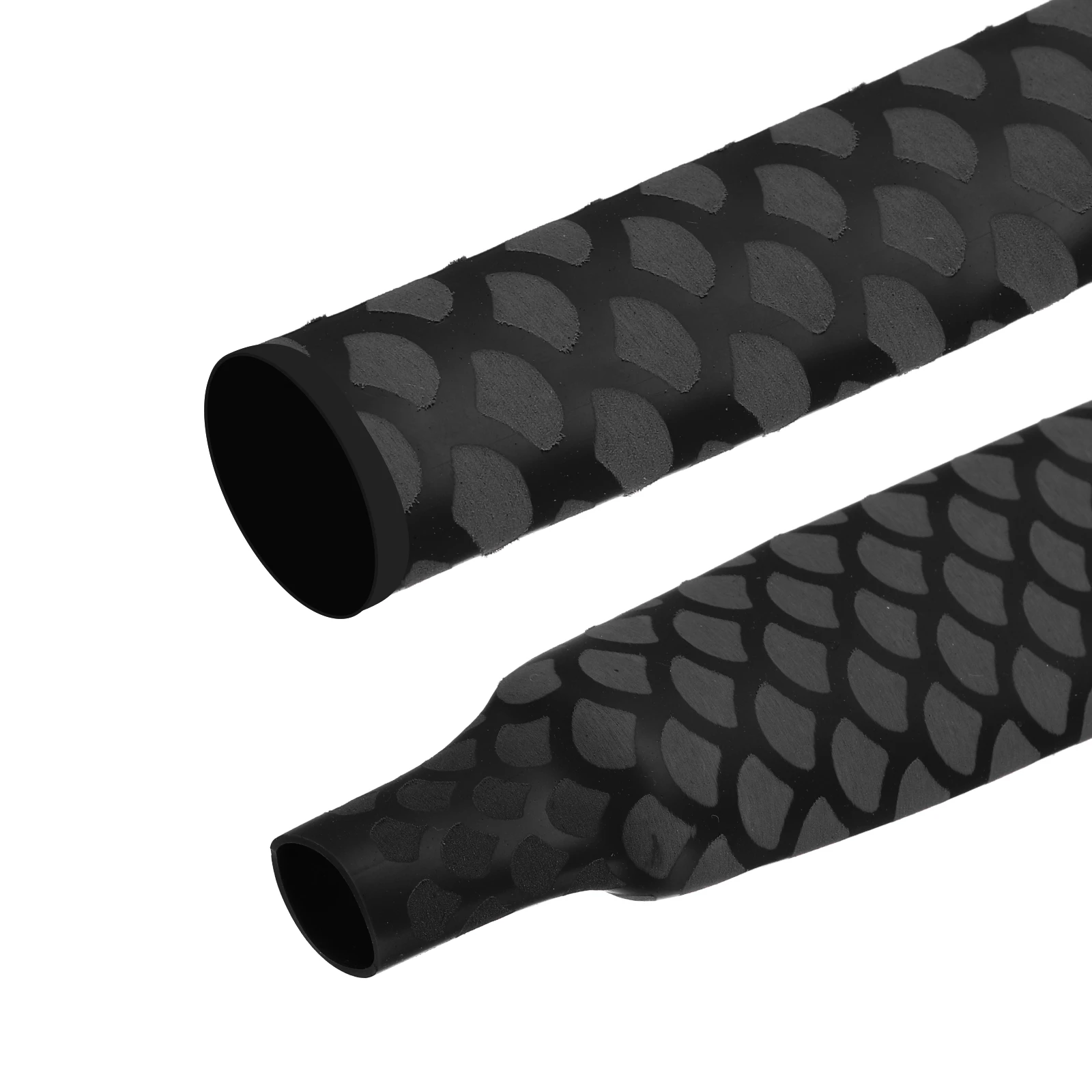 1/4Pcs 1m Black Heat Shrink Tubing for Fishing Rods 1.8:1 Fish Scale Pattern Heat Shrink Wrap Handle Rod Grip with Insulation