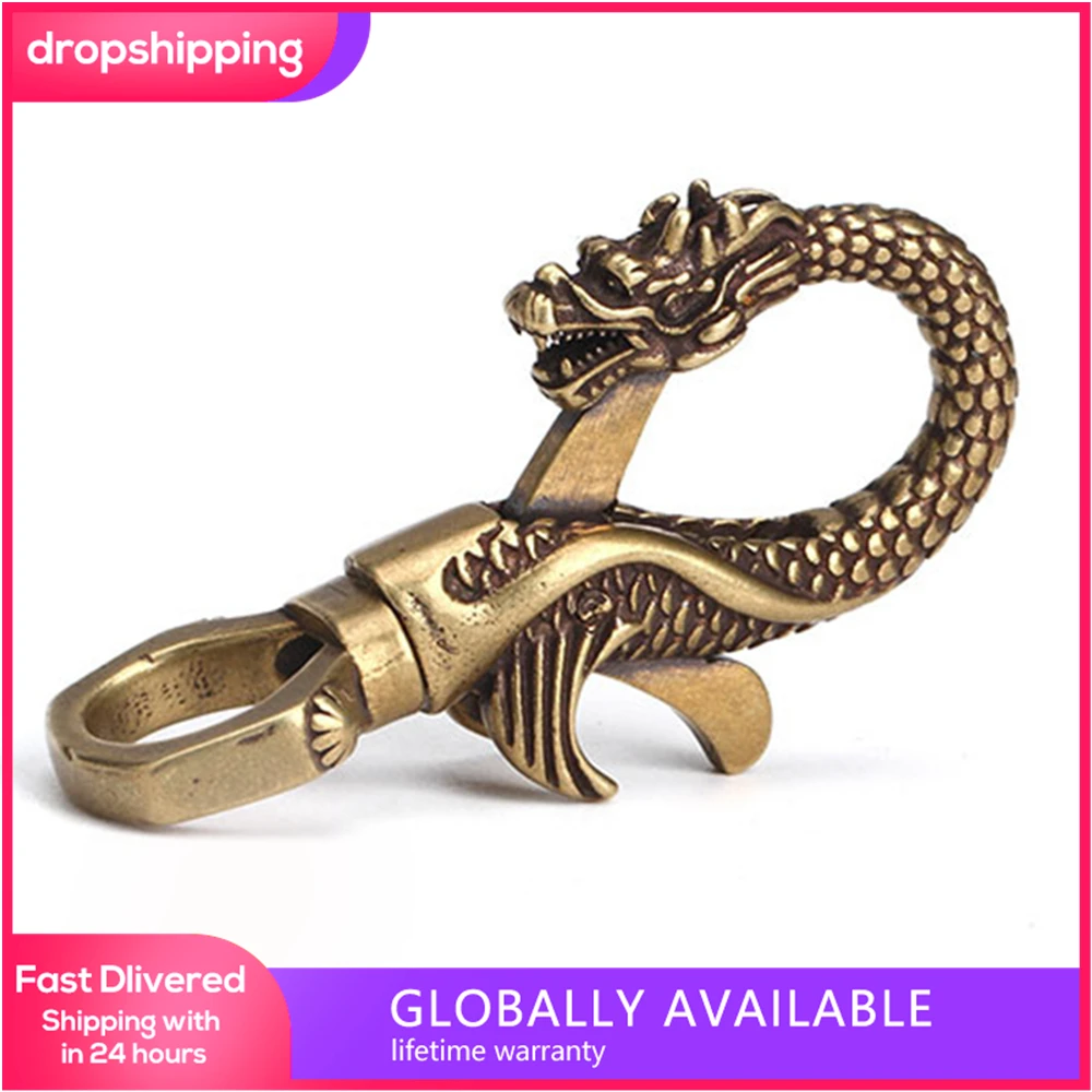 Mini Retro Brass Dragon Figurine Statue Sculpture Keychain Small Ornament  Home Desk Decoration Keychain Small Ornament New