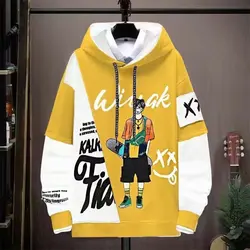 2022 Men's Clothing New,high Street Hip Hop Casual Hoodie,Autumn Men's Clothes,harajuku Printed Sweater Fashion Yellow Hoodie