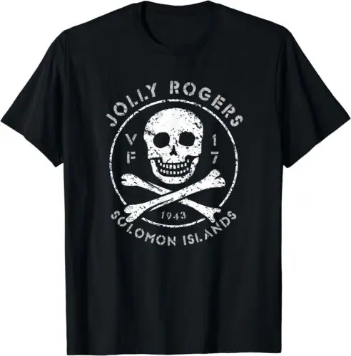 NEW LIMITED Jolly Rogers VF-17 1943 Solomon Islands Fighter Squadron T-Shirt