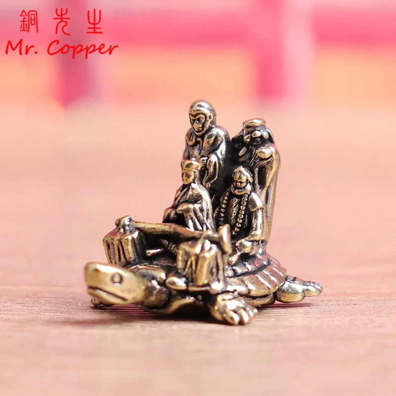 Brass Tang Priest Three Disciples Small Statue Desktop Ornaments Vintage Figurines Model Home Decorations Crafts Accessories ﻿