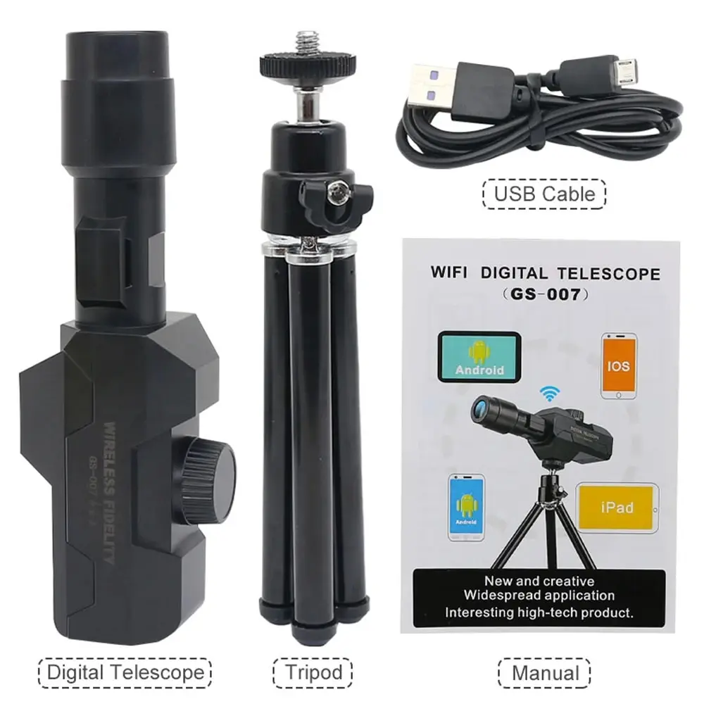 Wifi Digitale Telescoop, 70x Zoom 1920X1080 Monoculaire Camera Monitor Met Statief Mobiele Telefoon App Ondersteuning Android Ios Systeem