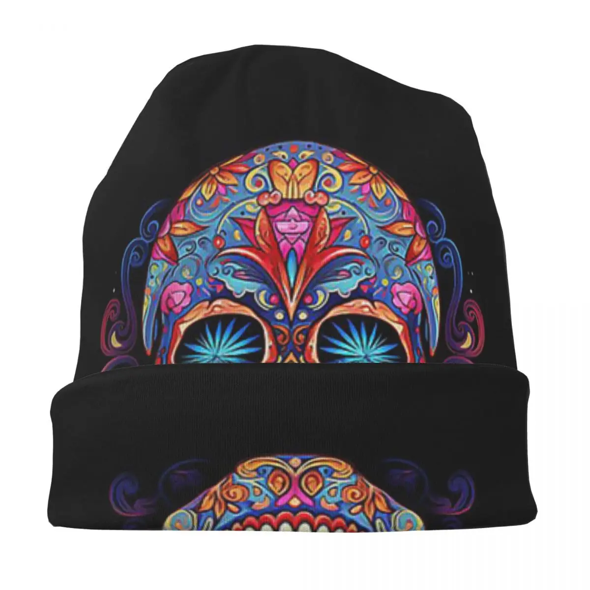 المكسيكي السكر الجمجمة يوم الموتى السكر الجمجمة الدافئة محبوك قبعة الهيب هوب بونيه قبعة الخريف الشتاء في الهواء الطلق قبعة حريمي الكبار