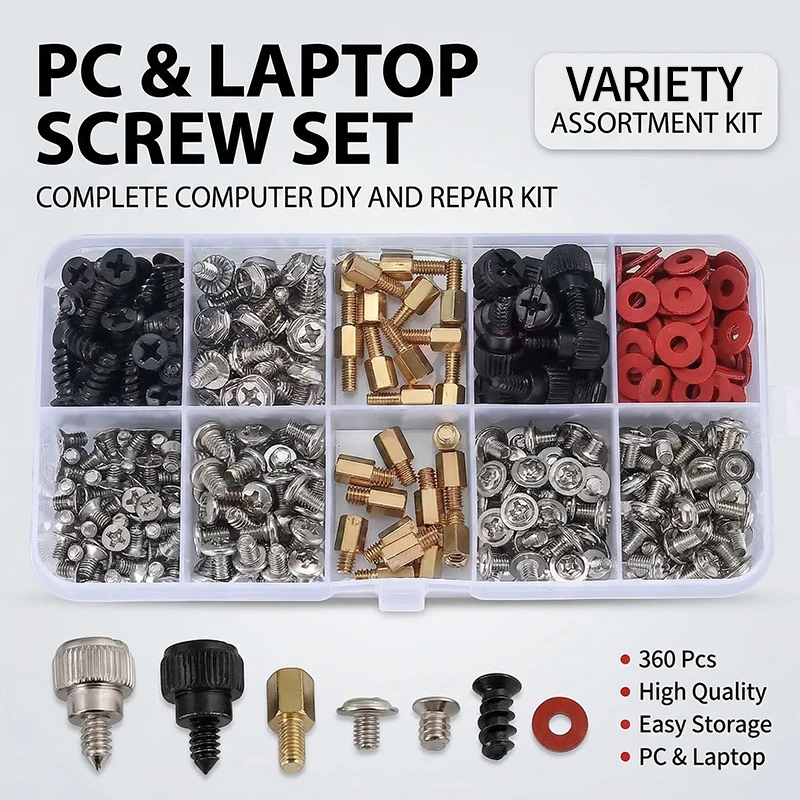 360/228PCS Computer PC Case Hard Disk Drive Fan Motherboard Power Supply Server HDD PSU PCI Mount Repair DIY Screw Bolt Kit Set