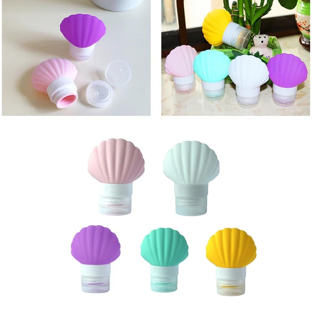 5 個のシリコントラベルボトルアソートカラー小型シェルデザイン漏れ防止詰め替え可能な包装保管容器