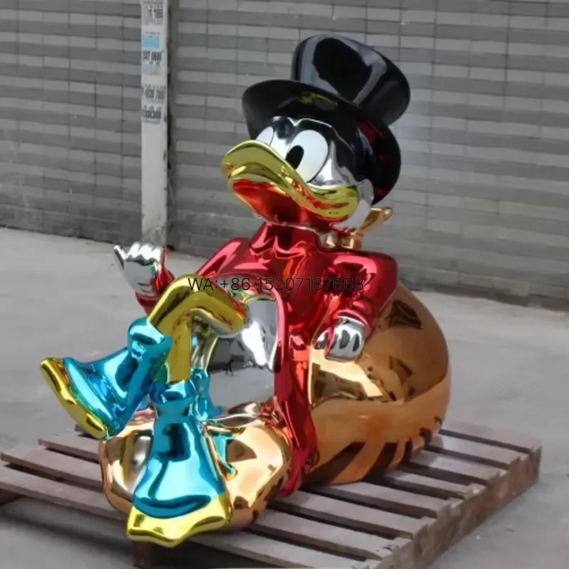 Wmwmnu Custom High Quality Cartoon Duck Resin Statue Fiberglass Figure Sculpture for Home Decoration