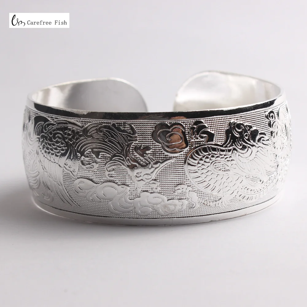 32 Stile Vintage Manschettenarmband Tibetisch Silberbeschichtet Geschnitzte Blumen- und Tiermotive Offener Armreif Verstellbarer Indischer Schmuck Geschenke für Frauen