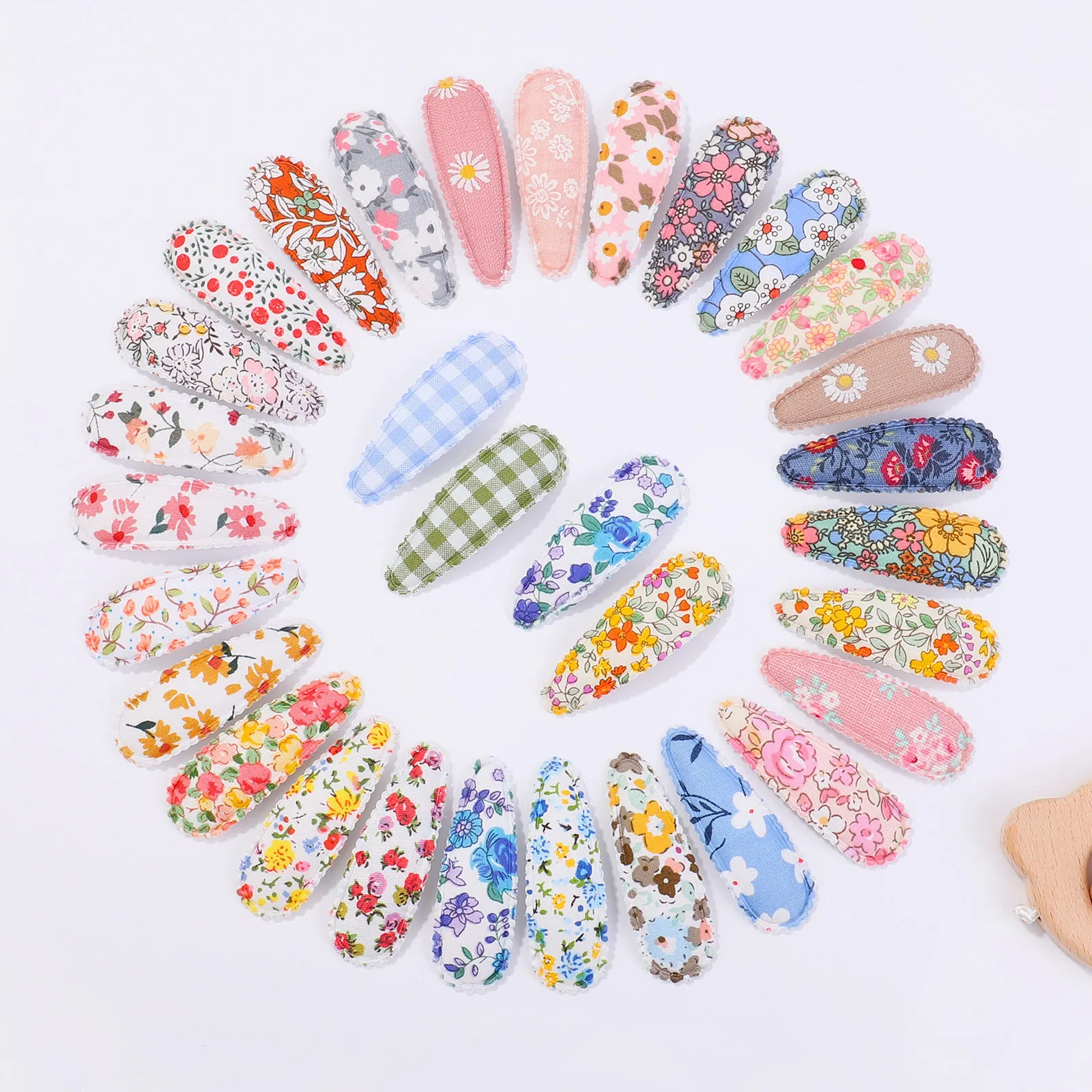 10Pcs Printed BB Hairpin Baby Hair Accessories Handmade Cloth Flower Hairclip Girls Sweet Barrettes Headwear for Kids