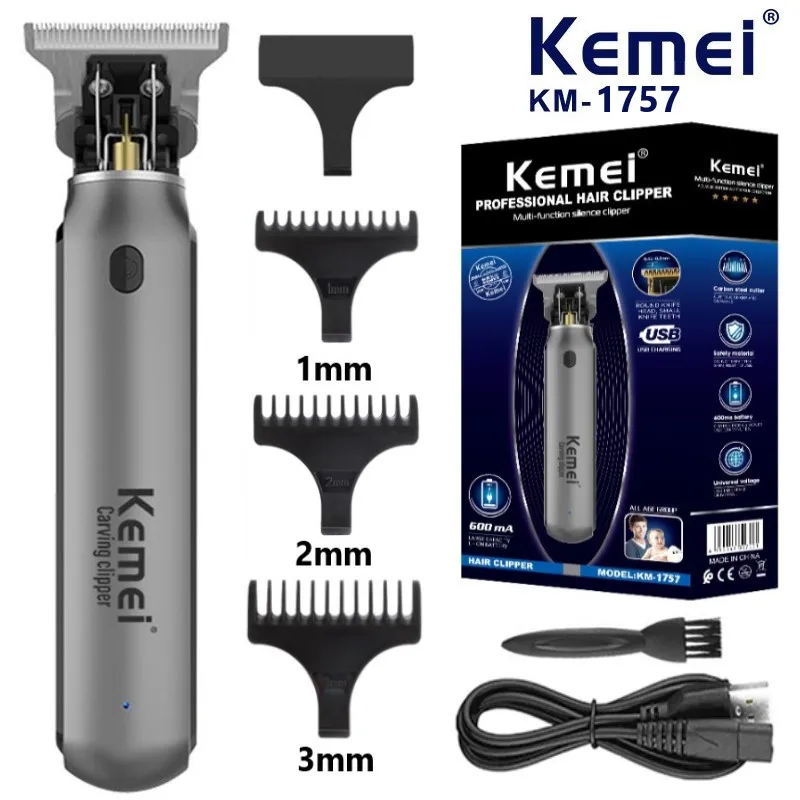 KEMEI Elektrische T9 Haarschneidemaschine Herren Haarschneidemaschine Professioneller gravierbarer Trimmer Wiederaufladbarer Ölkopfschneider KM-1757 – Detail 1