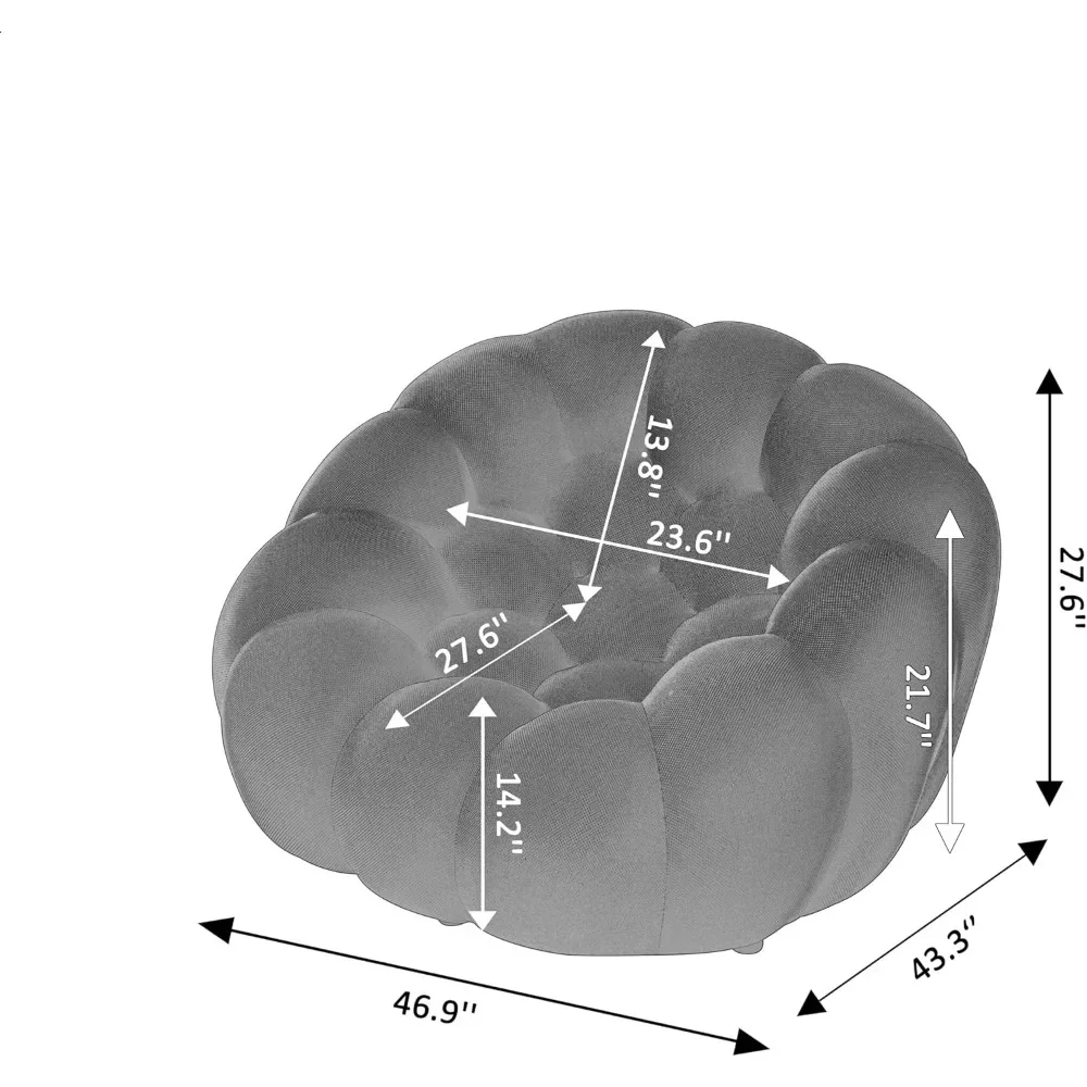 Bubble Single Sofa Chair, Mesh Lazy Floor Sofa Chair, Bean Bag Chair with 3D Honeycomb Bubbles Curved Sofa Living Room Furniture