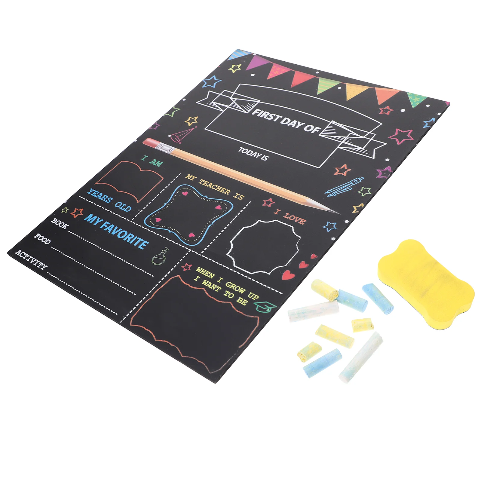 Double Sided Blackboard Student Chalkboard First Day School Kids Accessory Sign Indicator Present of Preschool Children Wooden