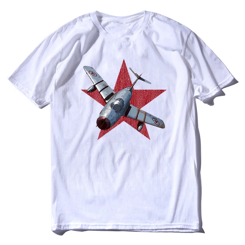 Aviation Aeroplane Soviet MiG-15 Jet Fighter Aircraft  100% Cotton O-Neck Short Sleeve Casual Mens  Size S-3XL